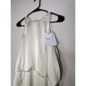 Theory | Dresses | 375 Theory Nwt Layered Tank Dress Crushed Satin Dress  Cream White Ivory Blouson | Poshmark